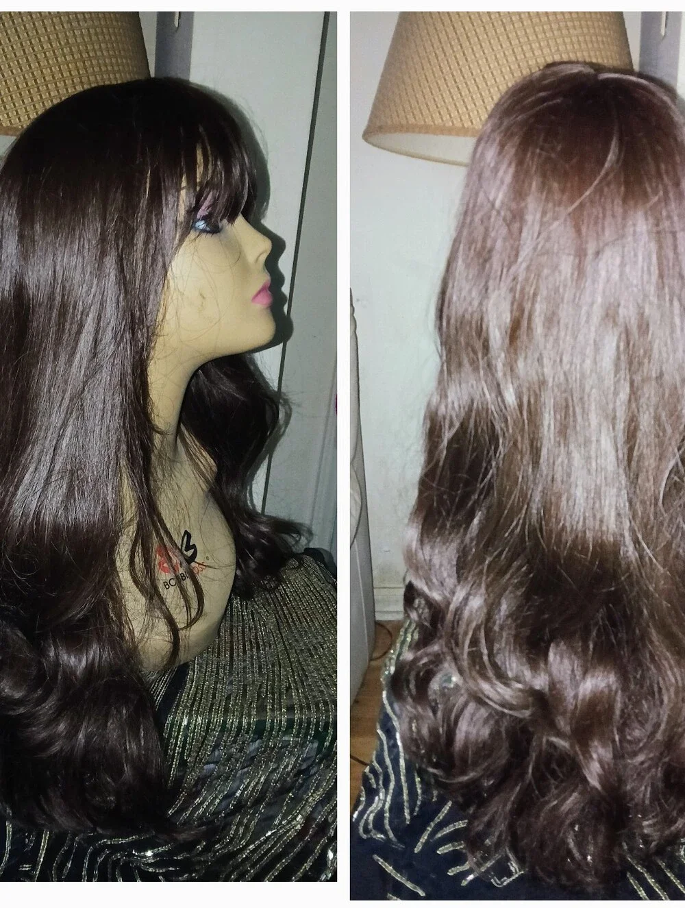 Long silky short bang human quality romance curl body wave straight hair wig